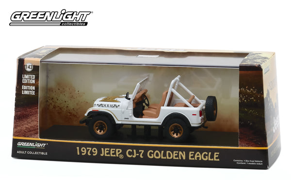 1979 Jeep CJ-7 Golden Eagle Dixie White (Daisy Duke) Dukes of Hazzard  Television 1/43 Diecast Model Car by Greenlight